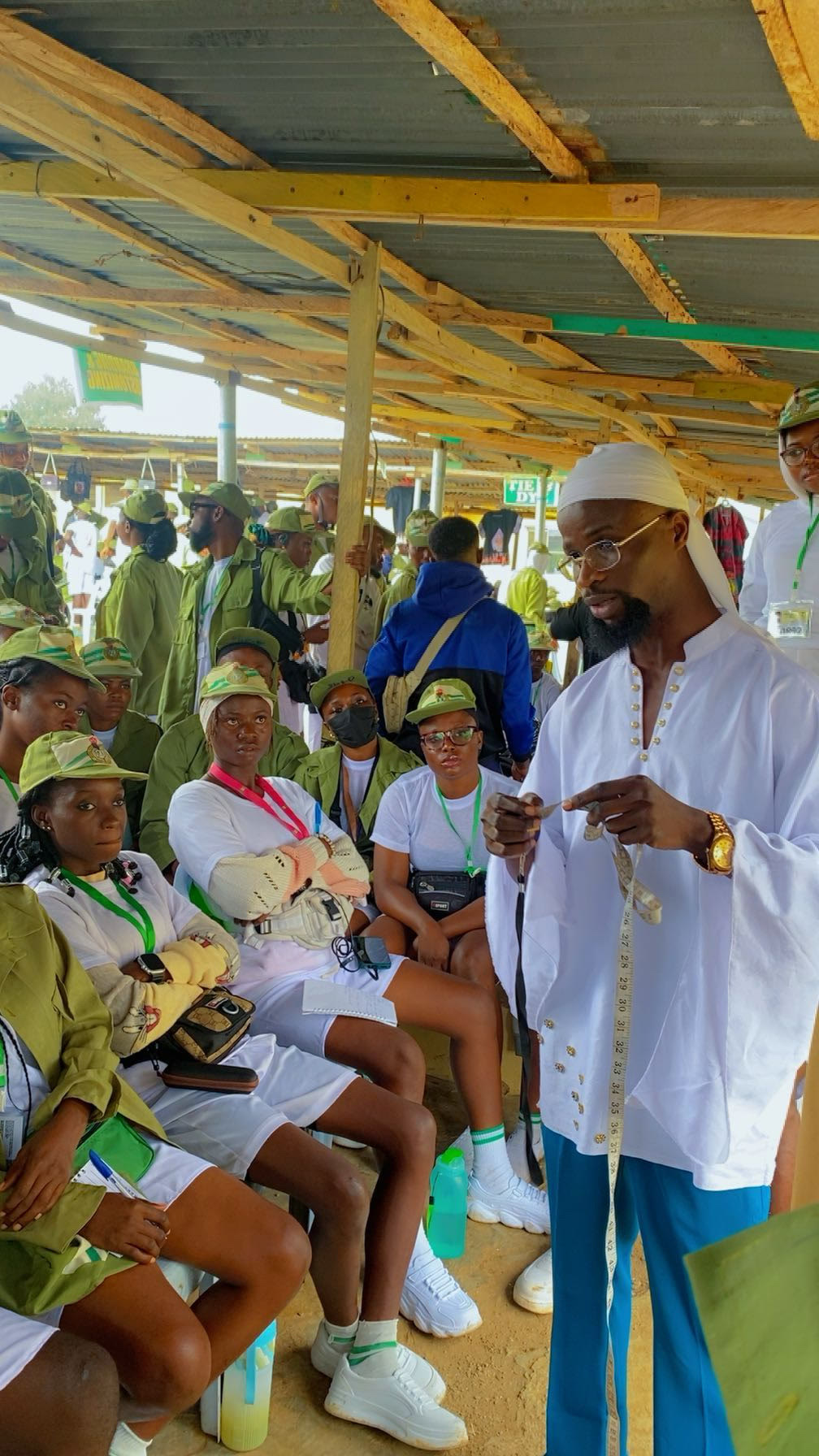Aburoff Trend facilitator speaking with NYSC corps members during SAED training